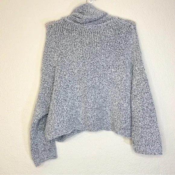 Free People BFF Knit Sweater Cowl Neck Boxy Oversized Pullover Grey Size XS - Picture 8 of 13